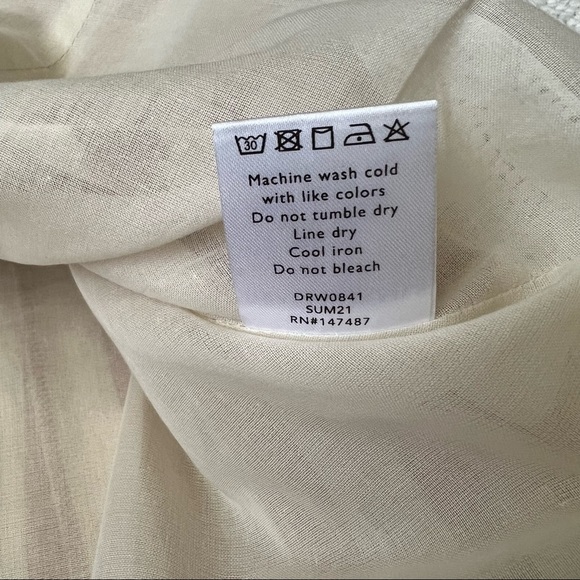 Draper James Linen Blend Babydoll Dress in Awning Stripe Tan Cream Size L - Picture 8 of 14